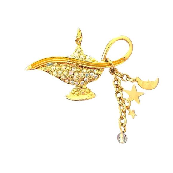 Kirks Folly  Lamp Brooch with Charms, Gold - Picture 1 of 4